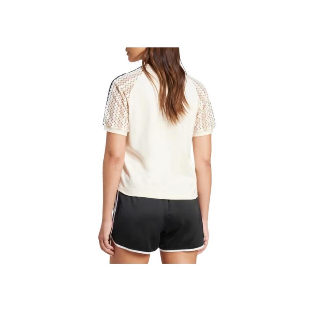 adidas Originals Striped Crew Neck Short Sleeve T-Shirt Women Tops Magical-White KC0770