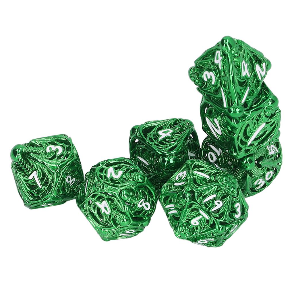7 Stück Hohlmetall Würfelset Erwachsene Feiertagsparty Brettspiel Polyedrische Würfel für Rollenspiel