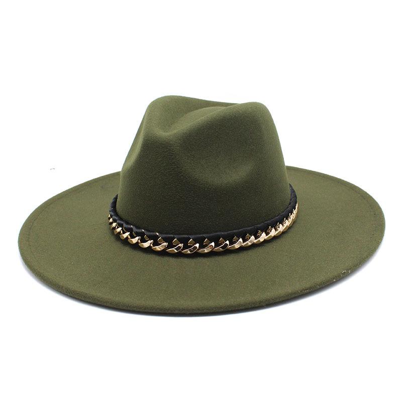 2022 Men'S And Women'S Chain Top Hat Flat Edge Straight Edge Peachheart Top Woolen Jazz Hat