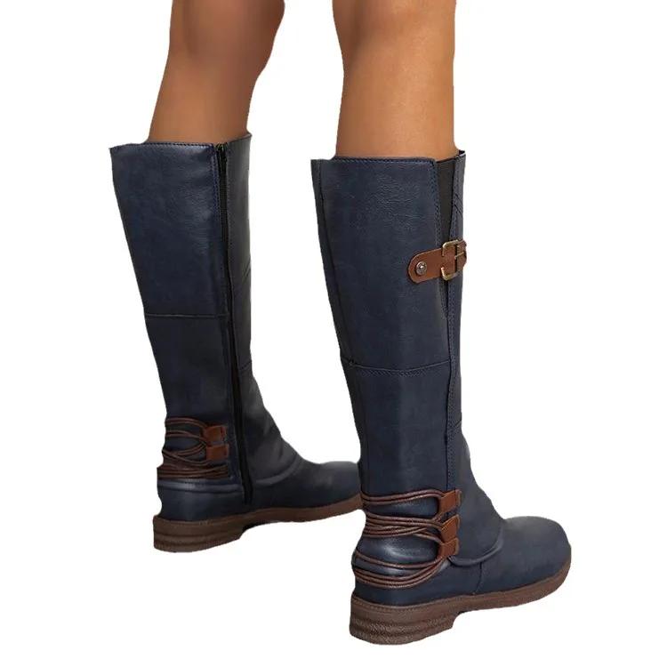 Autumn Winter 2026 Thigh High Women Leather Square Heel Zipper Boot Keep Warm Round Shoes Woman Boots Shoes for Women