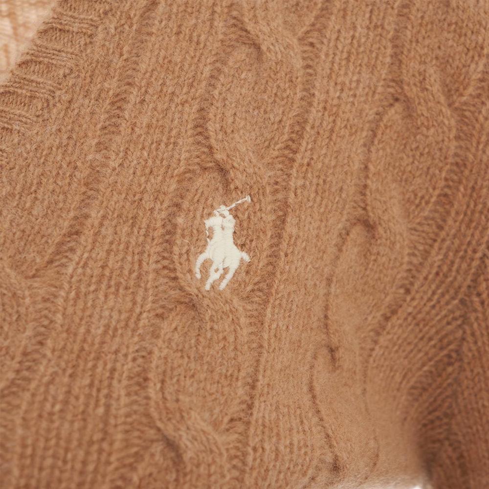 Polo Ralph Lauren FW22 Solid Color V-Neck Knit Long Sleeve Wool Sweater Women sweater Brown 211875832-008