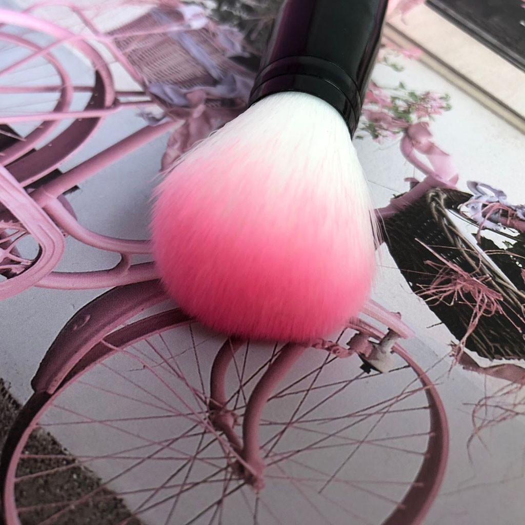 1pc Professional Blusher Brush Nylon Make Up Brushes Two Head Metal Cosmetic Tools with Sponge