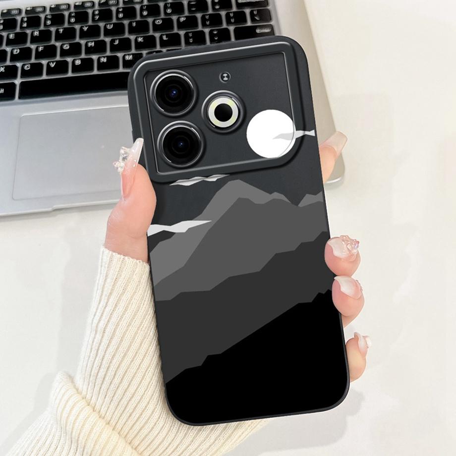 For Tecno Pova 6 Neo Pova6Neo Case Liquid Silicone Soft TPU Back Cover 2024 Fashion Phone Funda Gothic Black Night Bumper