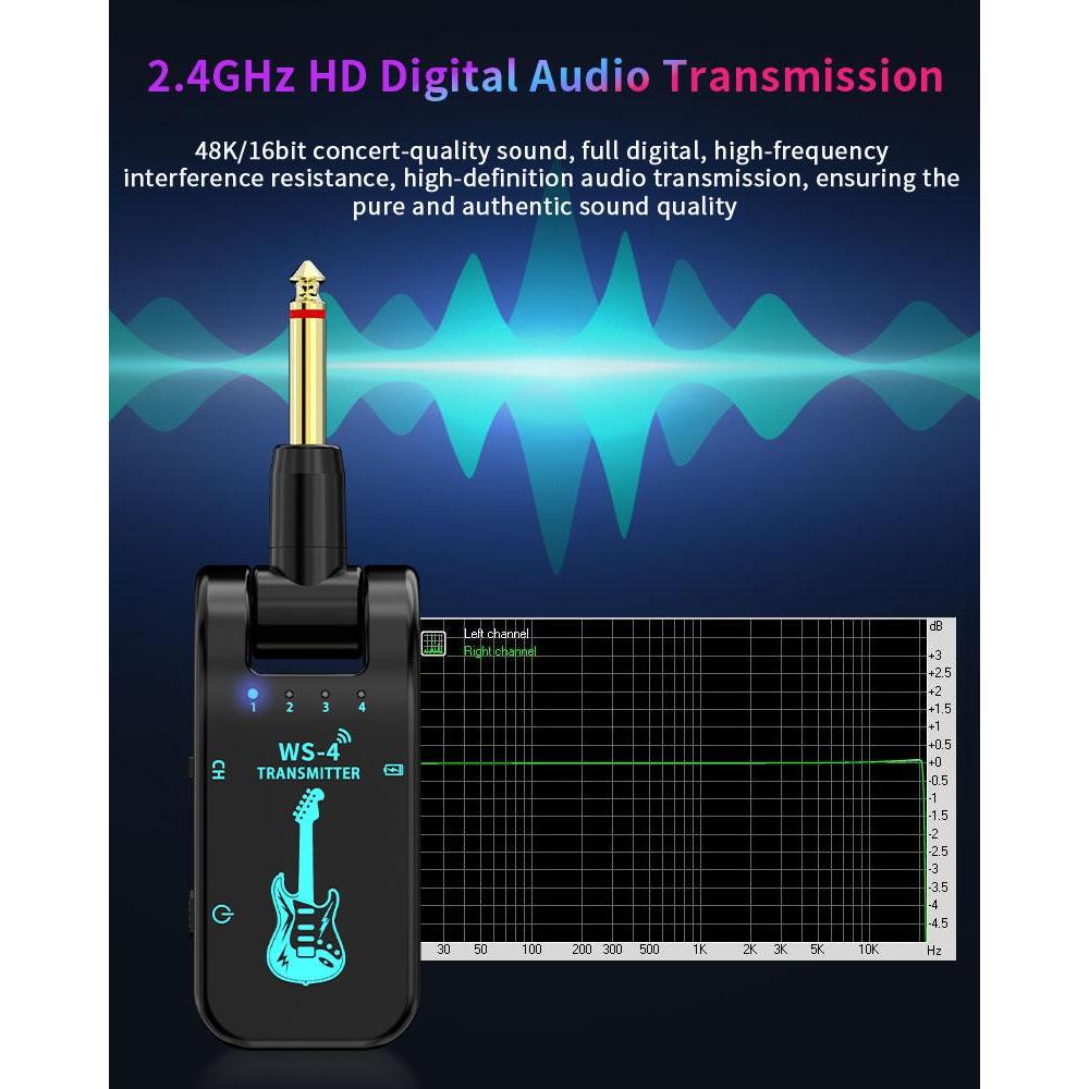 For Guitar Transmitter and Receiver 40M Low Latency Transmission HiFi Audio AUTO Connect Compatible Speaker Amplifier