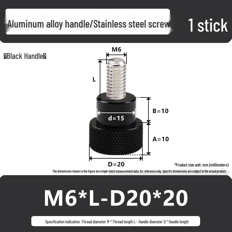 M6 Aluminum Alloy Knurled Hand Tightening Screw Bolt with Stainless Steel Handle