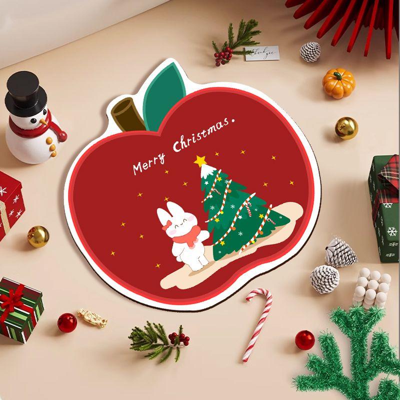Diatom mud Christmas floor mat, festive atmosphere foot mat, bathroom toilet absorbent anti slip mat, bathroom quick drying mat