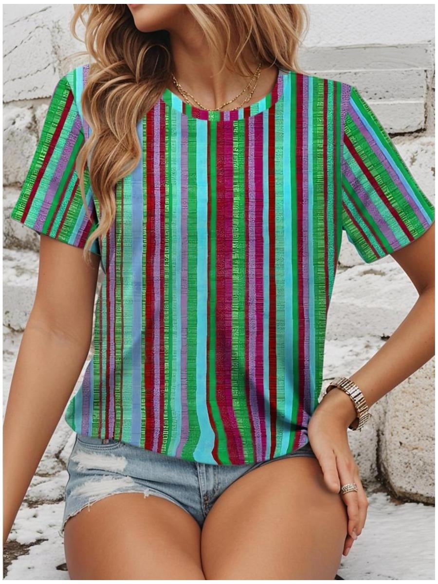 

Летние футболки с градиентным 3D-принтом для женщин, повседневная мода Y2k, футболка с коротким рукавом, футболки с круглым вырезом, топы, одежда 6XL