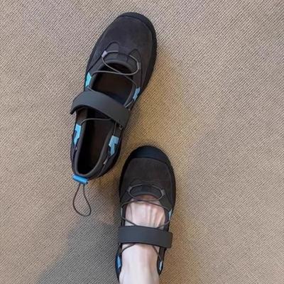Francouzské retro všestranné boty Mary Jane na suchý zip pro ženy mělké pohodlné a lehké baletní tenisky