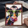 Colorful Cow with Glasses Pearl Painting Kit with Frame Sparkling Bead Canvas Creative Leisure Craft for Wall Decor and Home Gift