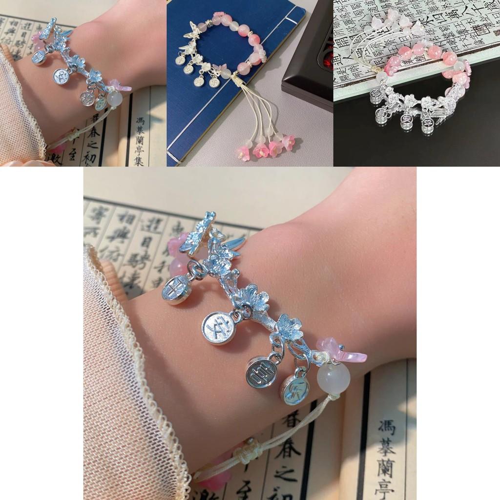 Chinesestyle Chic Alloy Beaded Bracelet For Women Vintage Floral Jewelry Design
