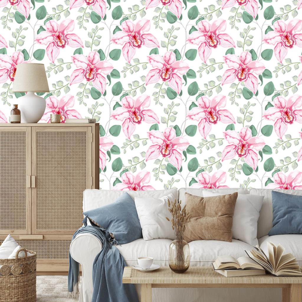 Beautiful orchid wallpaper for living room and bedroom 50x1000