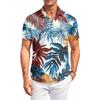 Men's Hawaiian Print Short Sleeve Shirt Casual Outdoor Button Down Collared Top Lightweight Relaxed Fit Beachwear