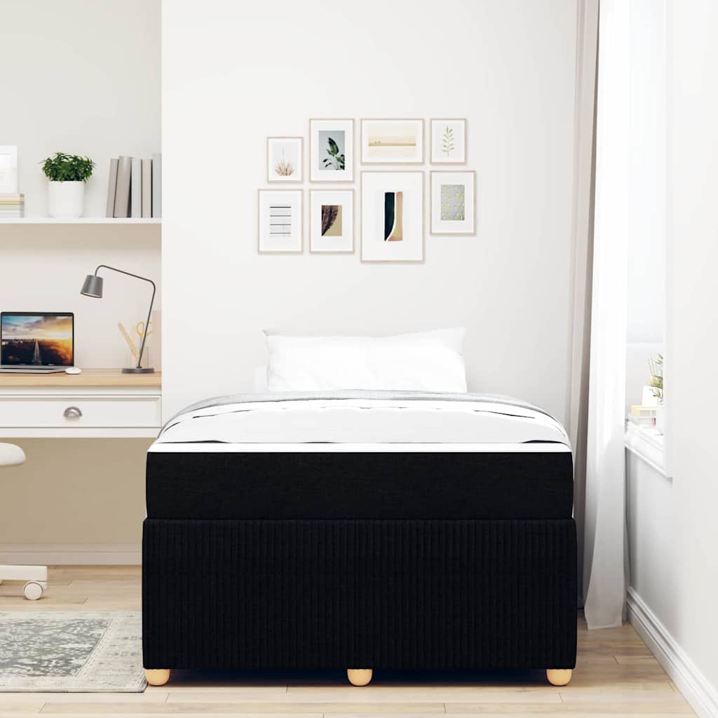 Bed Frame with Mattress Black 120 X 200 Cm Fabric