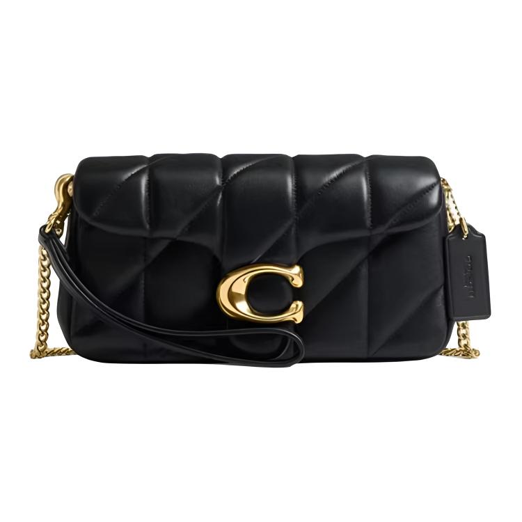 Coach Tabby 19 Quilted Detail Chain Gold Hardware Leather Shoulder Bag Small Women shoulder bag Black CBH23-B4BK