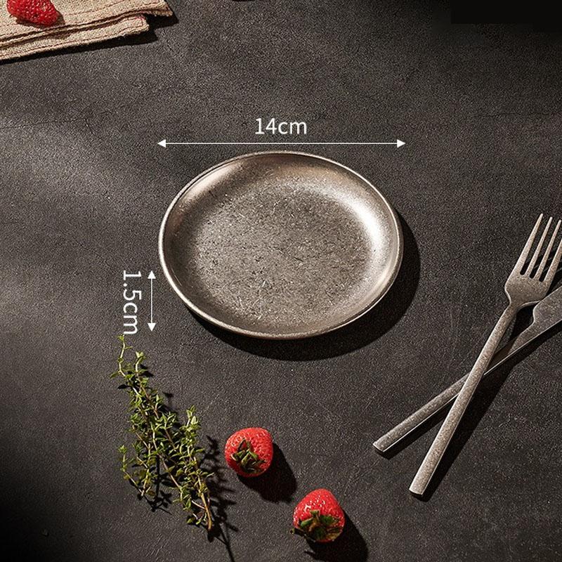 

Пластины из нержавеющей стали 304 Индустриальный стиль Винтажные кофейные подносы Креативные тарелки для стейка, пасты, десерта Плоское дно Ретро посуда