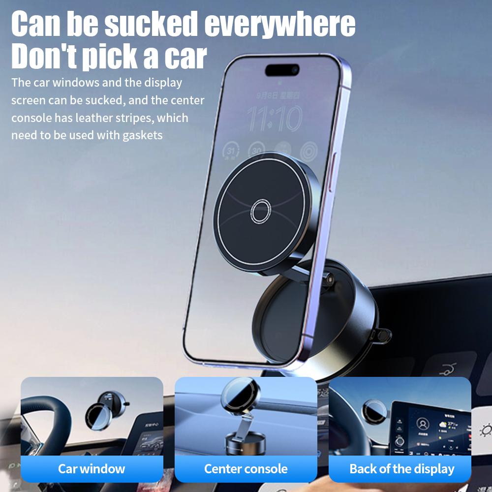 2025NOVÝ Q12 Magnetický držák telefonu do auta Silný magnet Vakuová přísavka Stojan Skládací 360° Nastavitelný držák pro iPhone Samsung