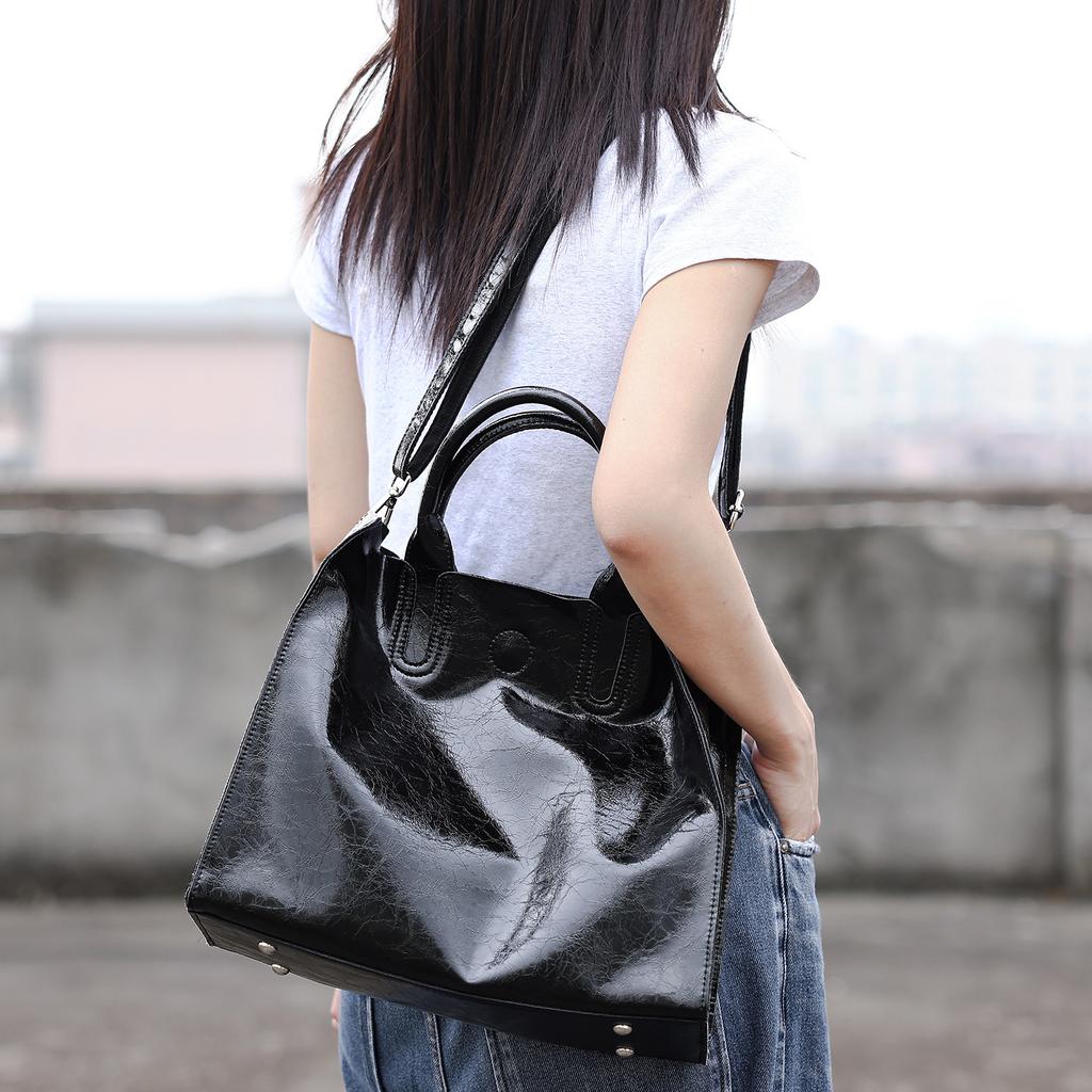 Genuine Leather Bag Women's Tote Leather Large Capacity Handbag Shoulder Bag Crossbody Bag
