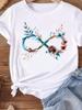 (Asian Size) Trend Flower Sweet Women Tee Top Clothing Casual T Shirt Fashion Printed Lady Female Graphic  Short Sleeve T-shirts
