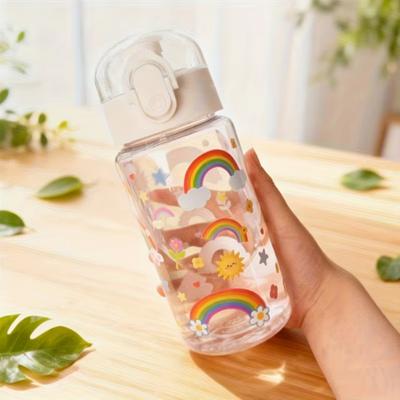 3D Printed Transparent Water Cup with Cartoon Patterns –550ML Vivid Color, Fade-Resistant, Cute & Stylish, Durable