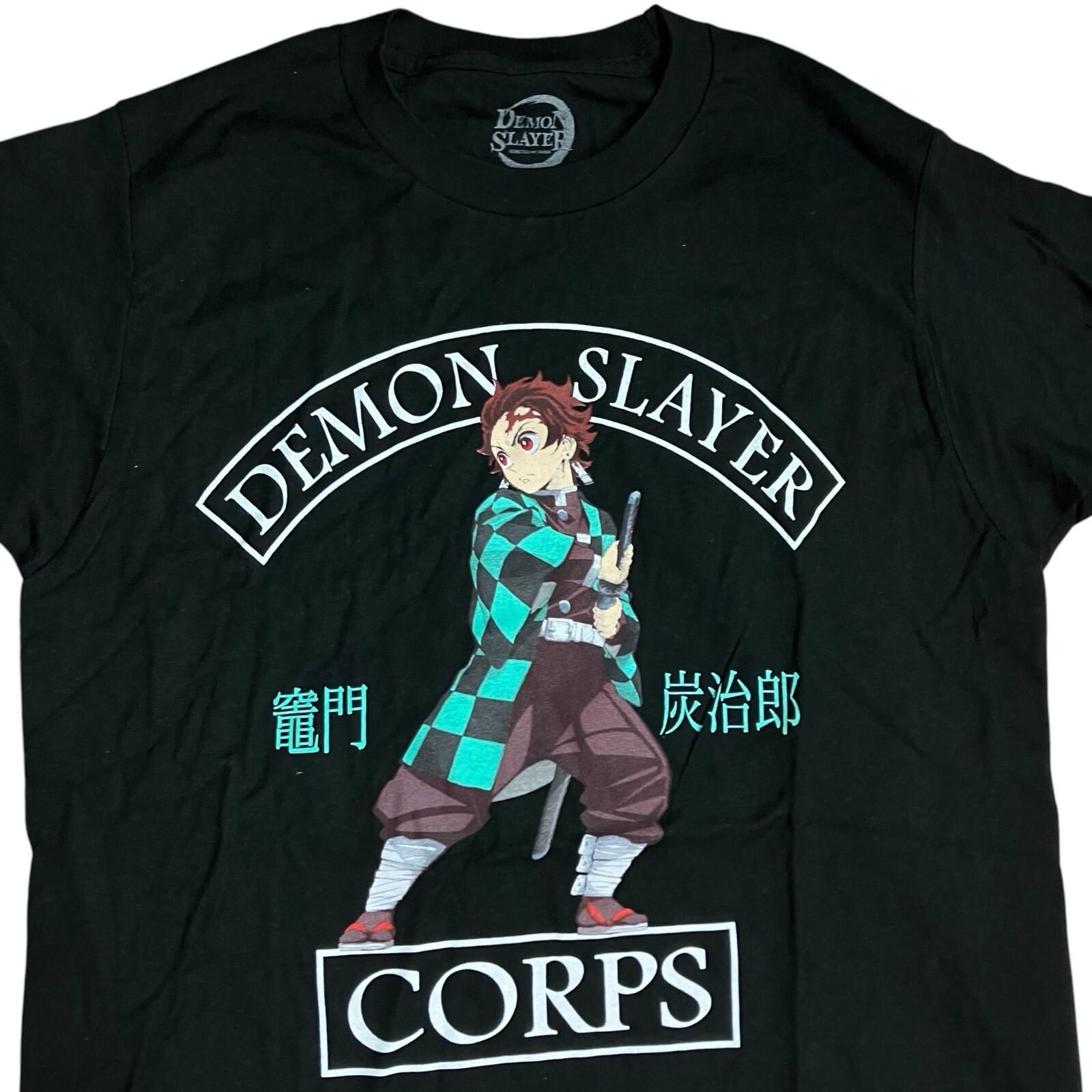 Demon Slayer T-Shirt Mens S Tanjiro Kamado Anime Manga Black Crewneck Licensed S