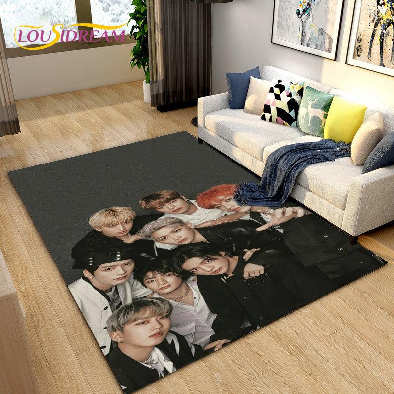 Stray Kids Kpop Singer Area Rug Large,Carpet Rug for Living Room Bedroom Sofa Doormat Decoration, Kids Play Non-slip Floor Mat