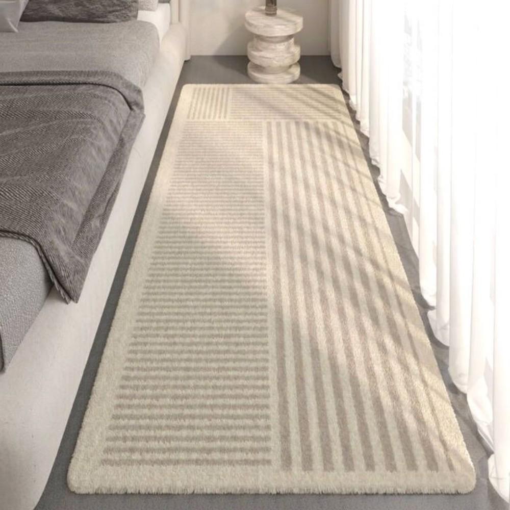 Winter-Spring Simple Stripes Carpet For Living Room, Bedroom And Bedside, Warm And Insulating Home Decoration