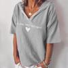 Sommer Unifarbene Damen Buchstaben Herz Druck Kurzarm Hoodies Mit Kapuze T-Shirt