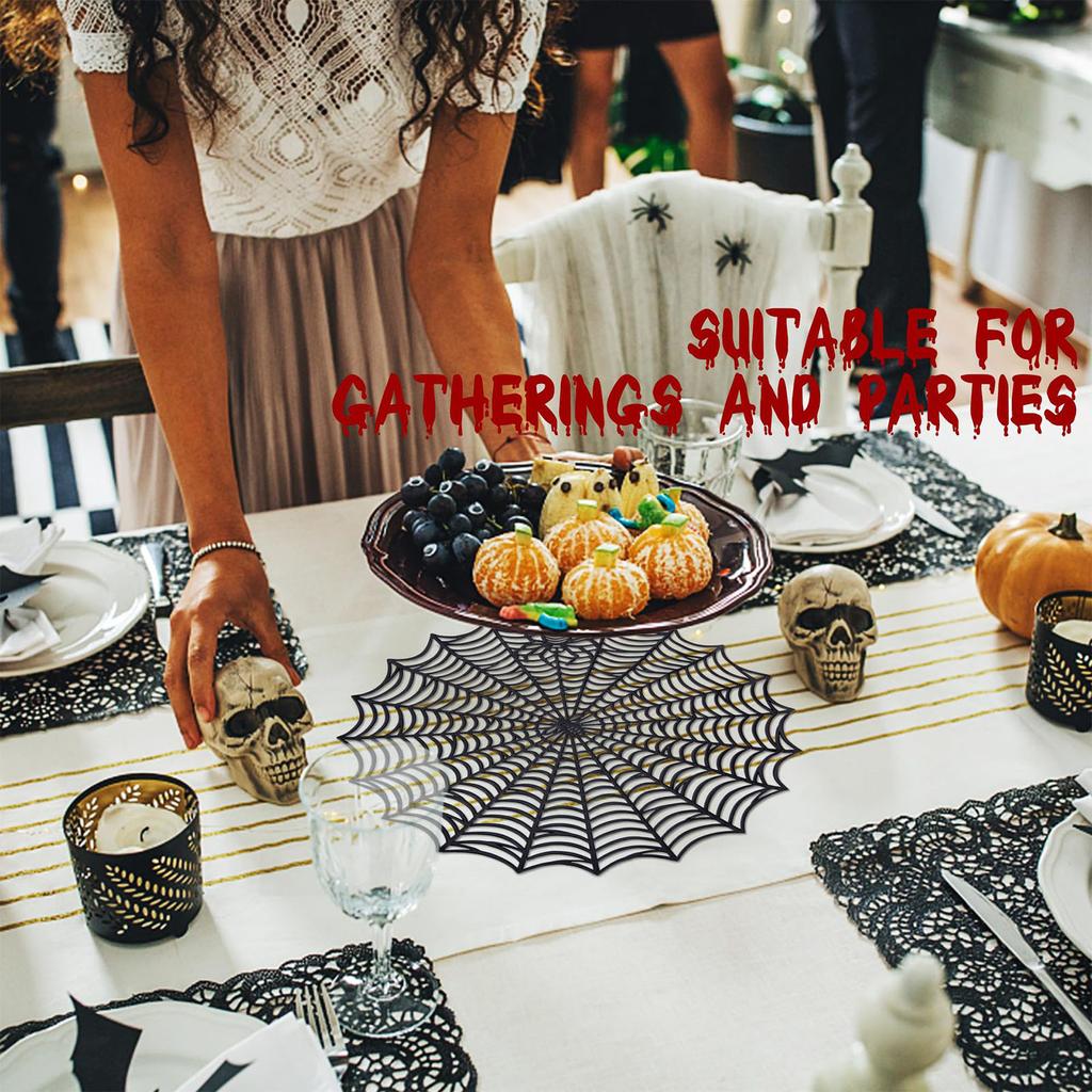 Halloween Spider Web Placemats Durable PVC Material Multi Purpose Table Decor For Spooky Party Dinner Or Everyday Use