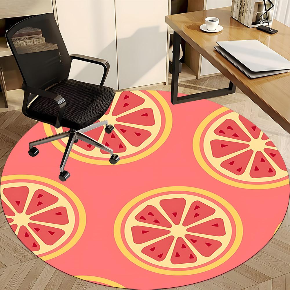 1pc Grapefruit Pattern Office Round Rug, Carpet for Office, Gaming, Lightweight Round Floor Mat yy260205074