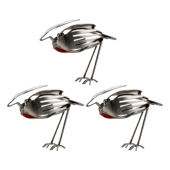 Handgefertigte Metallvogel-Skulptur, Statue aus recyceltem Besteck, Rustikalisches Gabel-Löffel-Vogel-Figürchen für Garten, Terrasse, Bürotisch