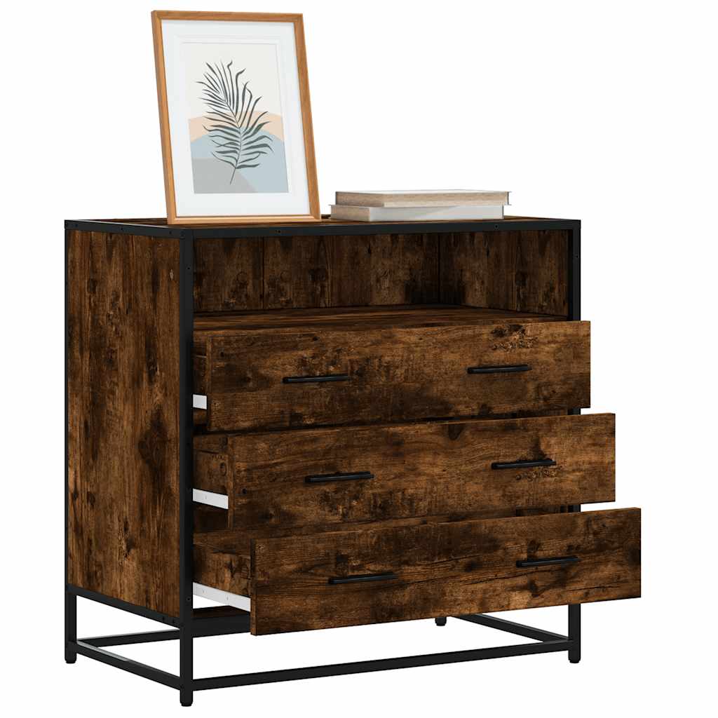 Smoke Oak Drawer Cabinet 70 X 41 X 70 Cm Engineered Wood