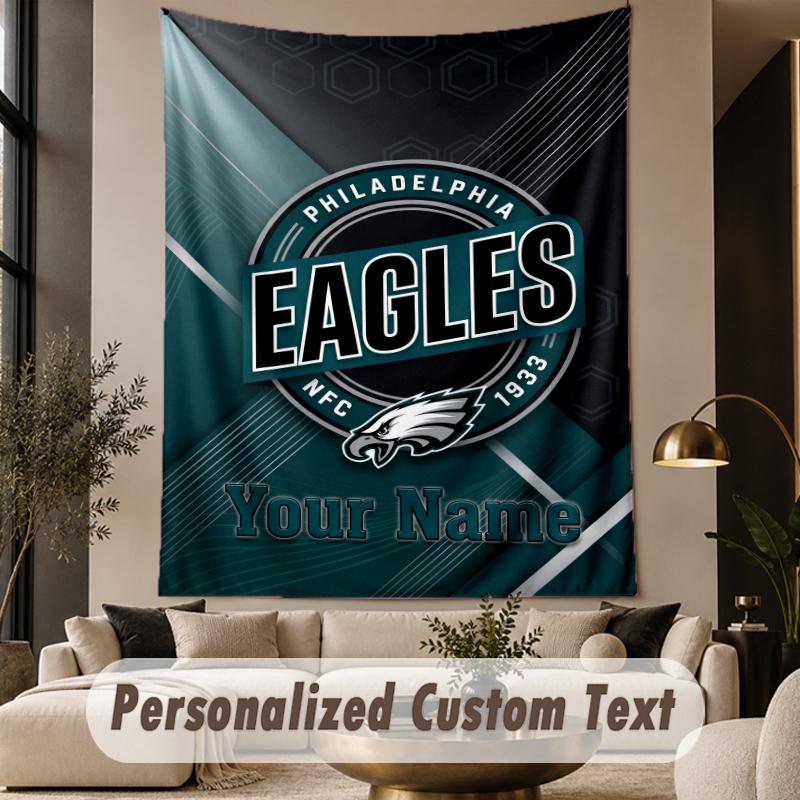 Custom Text Tapestry Philadelphia Eagles Print Wall Tapestry Indoor Living Room Wall Decor