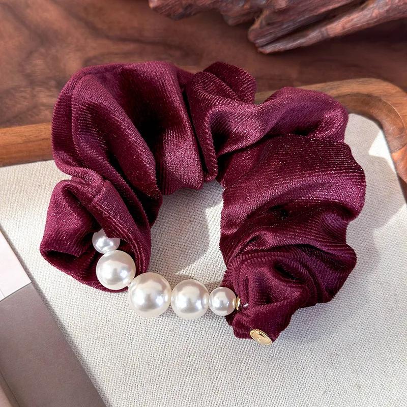 

Ретро Роскошные Бархатные Резинки для Волос с Жемчугом, Высокоэластичные Повязки на Голову для Женщин, Элегантная Повязка для Волос, Женские Резинки, Резинка для Хвоста, Новинка