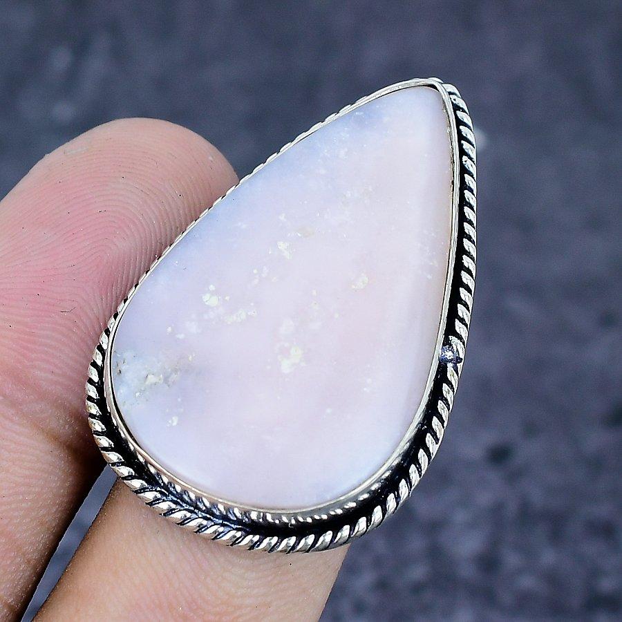 Pink Opal Gemstone 925 Sterling Silver Jewelry Ring Size 6.5