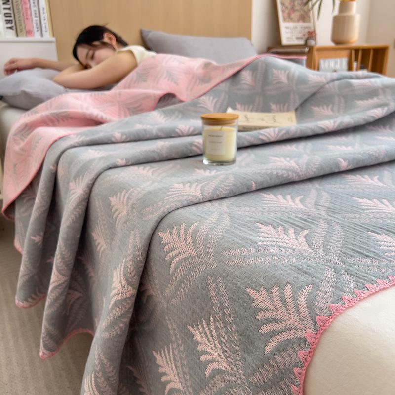 100% Cotton Summer Gauze Blanket - Lightweight, Three-Layer Design for Office, Nap, or Sofa
