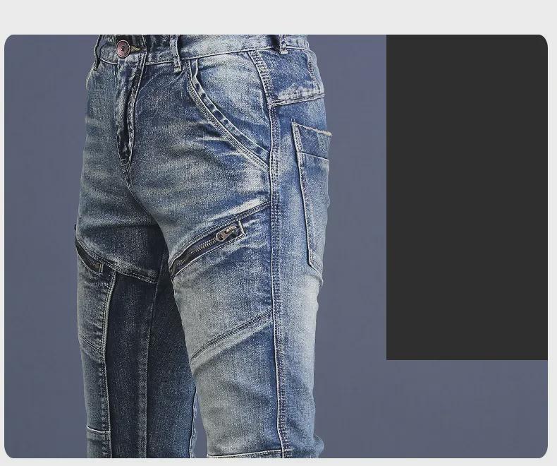 2024, primăvara europeană, blugi de motocicletă pentru bărbați, personalizați de gamă înaltă: Stil la modă frumos slim fit