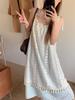 Sweet Retro Floral Lace Tassel Slip Dress for Beach Vacation