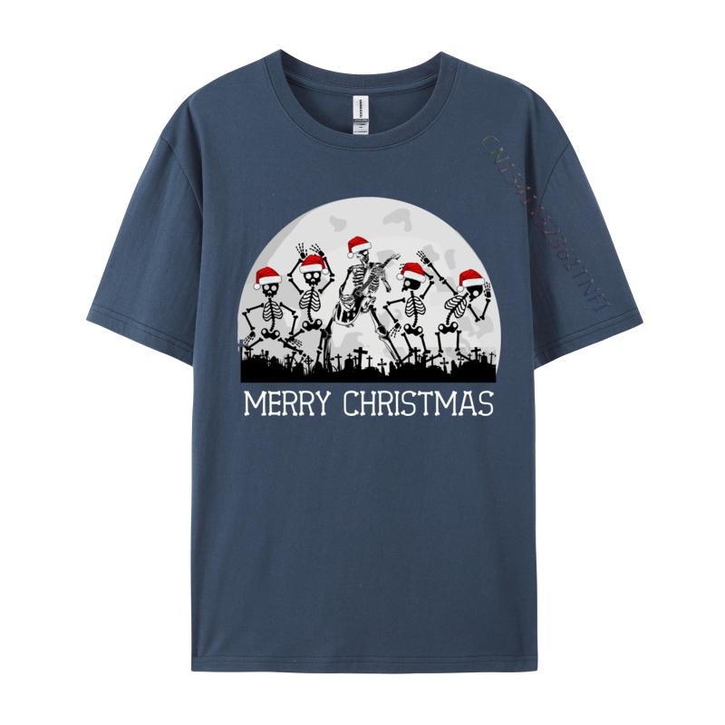 Skelette tanzen zu Rockgitarre auf Friedhof Frohe Weihnachten T-Shirt Kleidung Mann T-Shirts Einfaches T-Shirt Nagelneu