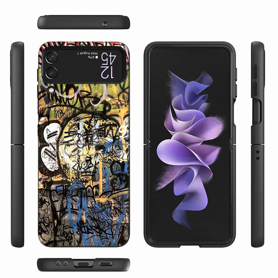 Graffiti pouzdro na telefon pro Samsung Z Flip 6 7 5G Z Flip 5 Galaxy Z Flip 3 4 5G ZFlip Nárazuvzdorný tvrdý kryt TPU PC Coque Capa Měkký