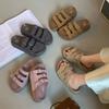 One-word slippers women's fashion versatile outer wear 2025 summer new hollow Roman sandals women's thick-soled bag head slippers