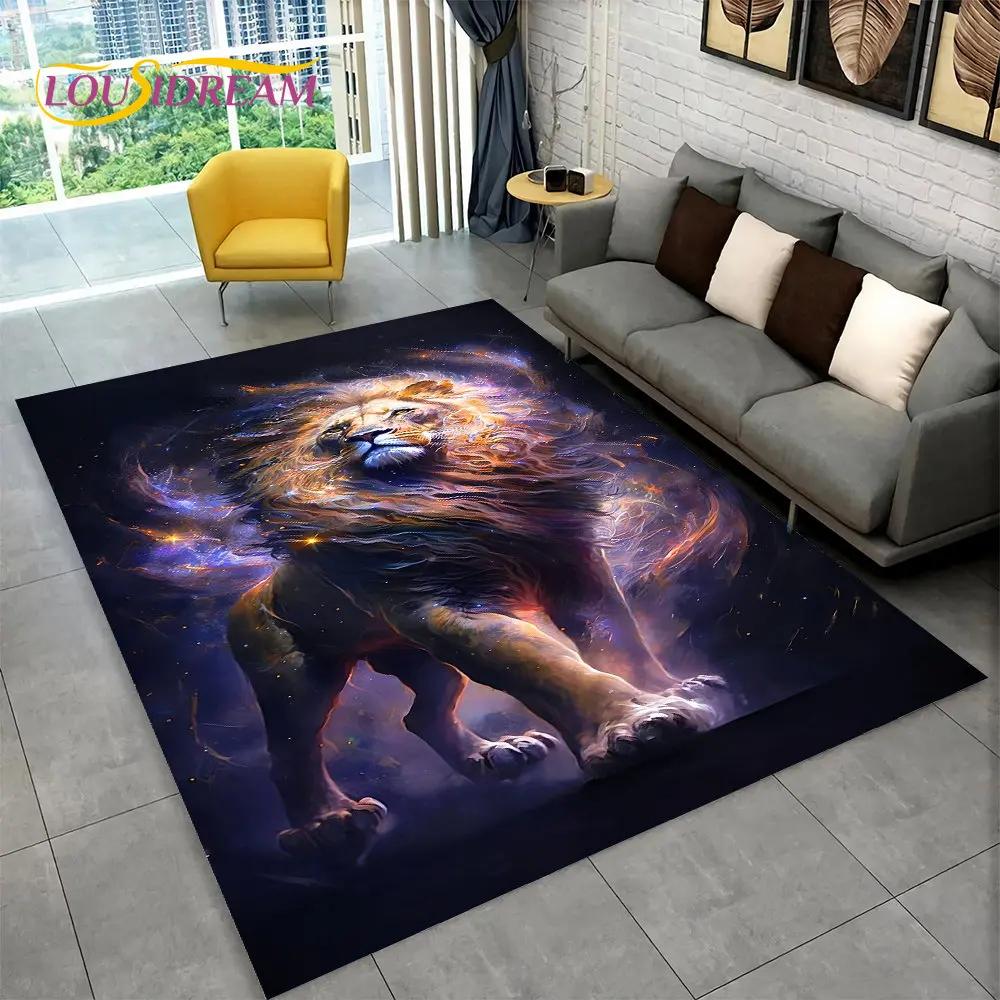 Novo tapete grande de área de animal de leão de sonho 3D, tapete de carpete para sala de estar, quarto, sofá, capacho de decoração, tapete de chão antiderrapante para brincadeira de criança