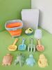 Children's 11-Piece Beach Sand Play Set - Folding Bucket and Shovels