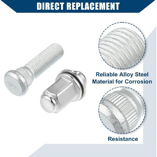 No.90942-02049/90942-01058 M12-1.5 Wheel Stud Bolts for Lexus for Toyota for Scion/Front Rear Left Right Wheel Lug Stud/Alloy Steel 14.20mm Knurl