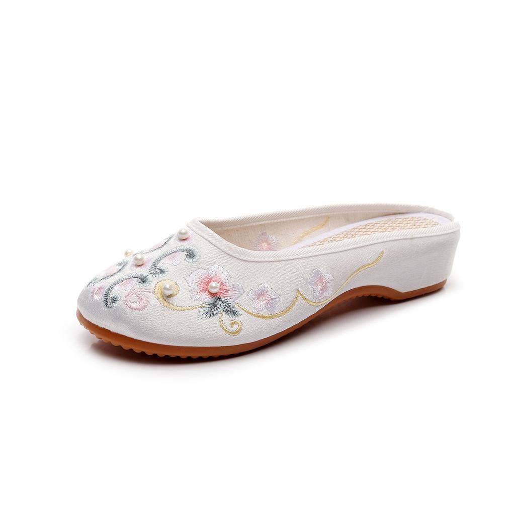 [Cai Xuan] 2025 Summer New Mercerized Satin Slippers Retro Sandals Cheongsam Ancient Hanfu Shoes Women's Single Shoes