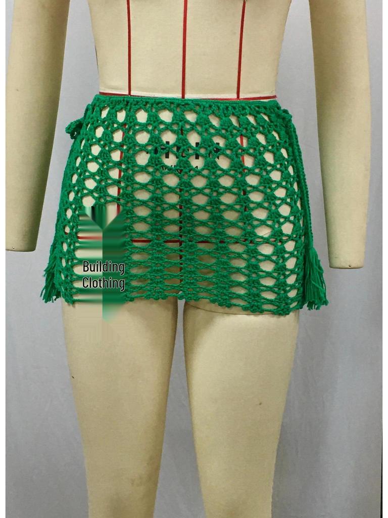 Dámská mini bodycon sukně z prodyšné síťoviny s průstřihy pro plážovou dovolenou