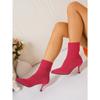 Ladies' Fashionable Knitted Hollow Out High-heeled Short Boots with Elegant Temperament, Soft and Elastic Fabric, Casual and Comfortable Jeans To Wear