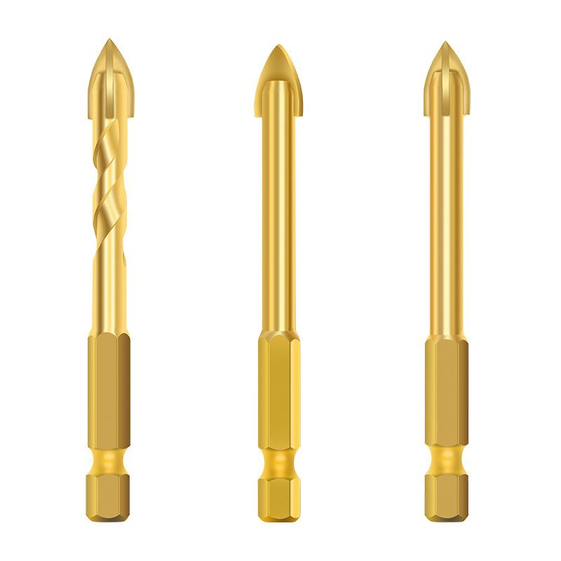 Hex Shank Triangle Drill Bit for Tile - Carbide Threaded Cross Twist for Hole Drilling