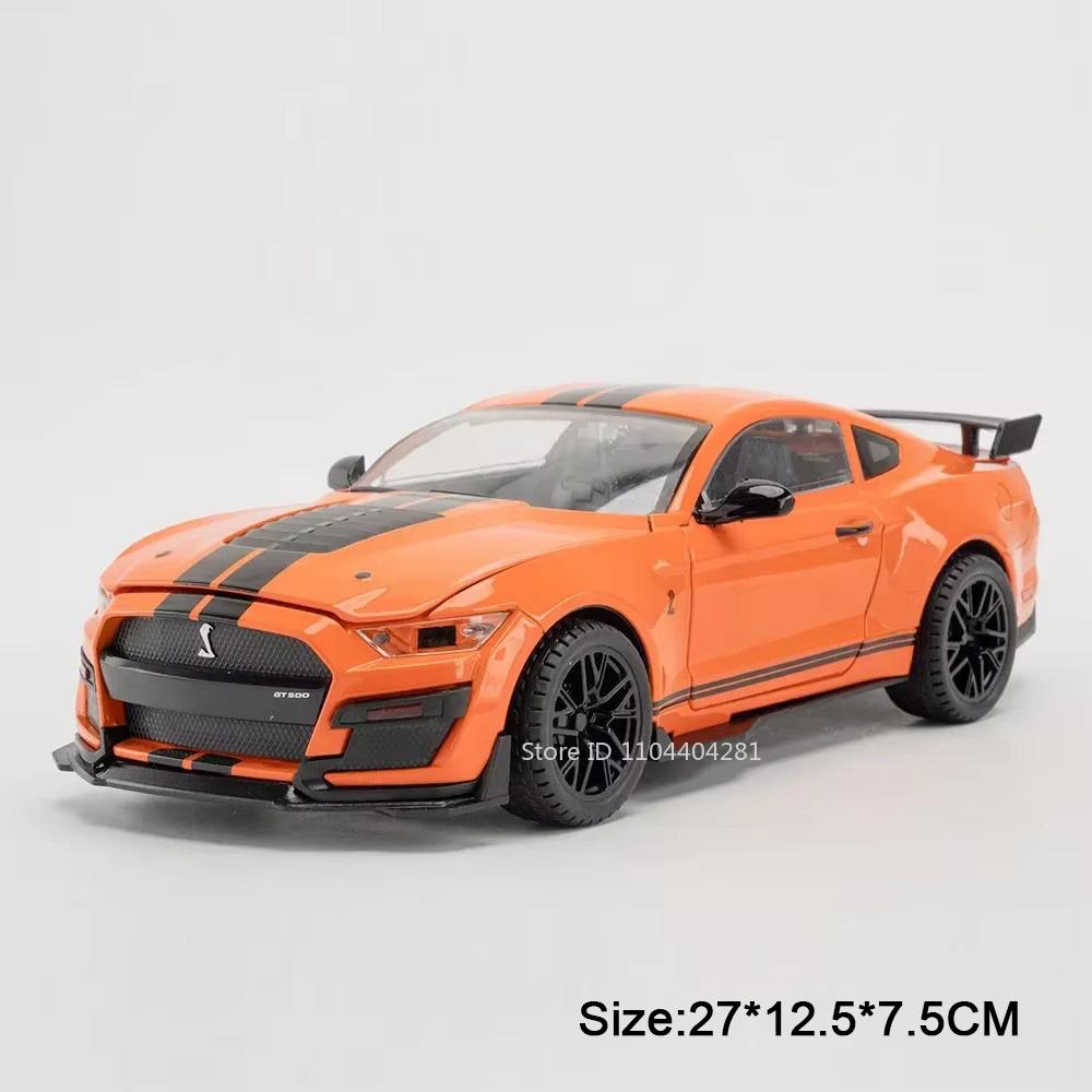 1:18 Chiron Mustang Shelby Gt500 Miniature Model Toys Alloy Diecast Car Doors Opened Sound Light Pull Back Cars Boyfriend's Gift