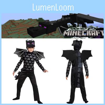 Minecraft Ender Kid Dragon Cosplay Jumpsuit Mask Party Fancy Gifts Halloween
