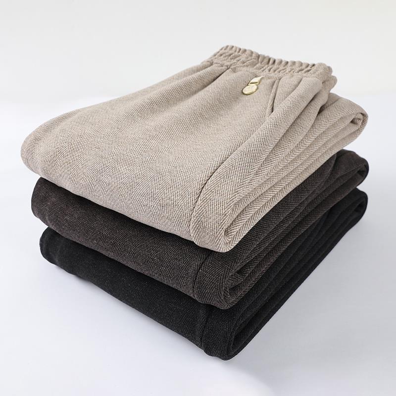 Women's High-Waisted Plus Size Woolen Pants – Warm, Elastic, Fashionable for Autumn & Winter